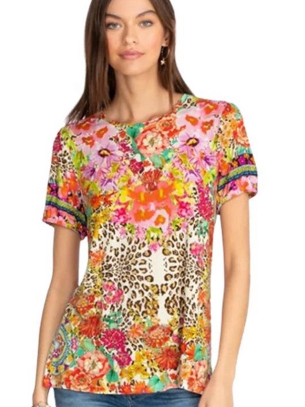 Johnny Was Puff Sleeve Tee in Wild Garden. Size XXL. EUC. - Picture 12 of 15